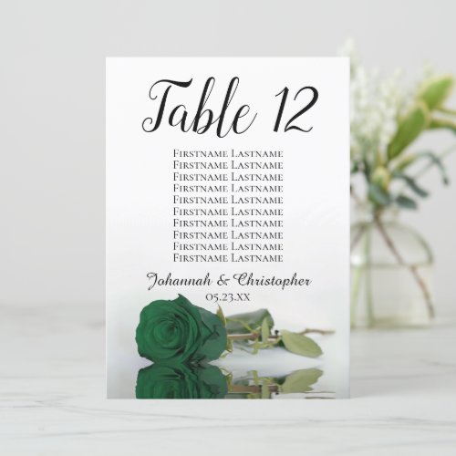 Emerald Green Rose Table Seating Chart Large
