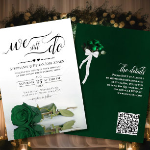 Emerald Green Rose We Still Do Vow Renewal QR Code Invitation