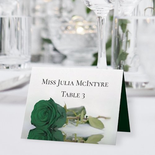 Emerald Green Rose Wedding DIY Fold Place Card