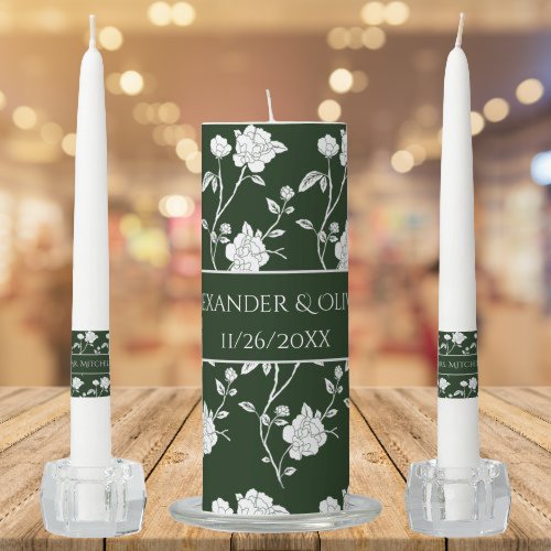 Emerald Green Rose Wedding Unity Candle Set