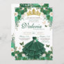 Emerald Green Roses Buttefly Princess Quinceanera Invitation