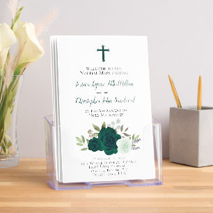 Emerald Green Roses Catholic Wedding Program Brochure