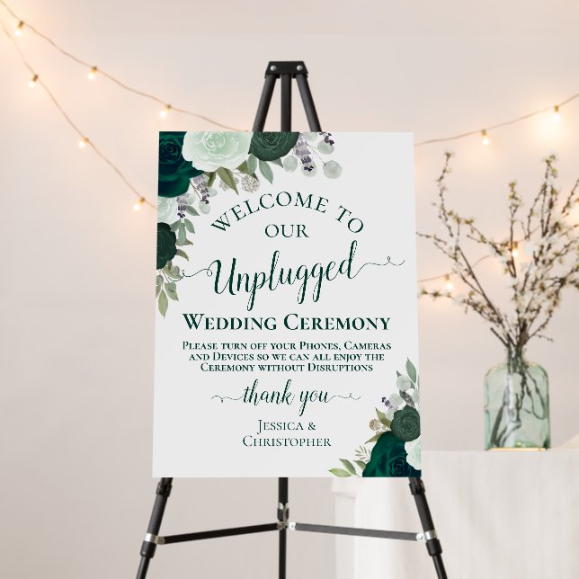 Emerald Green Roses Unplugged Wedding Ceremony Foam Board (In Situ (Stand))