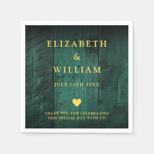 Emerald Green Rustic Boho Barn Wood Wedding Napkins