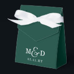 Emerald Green Rustic Boho Modern Monogram Wedding Favor Boxes<br><div class="desc">Emerald Green Rustic Boho Modern Monogram Wedding Favor Boxes</div>
