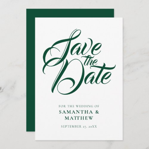 Emerald Green Rustic Save The Date Invitation