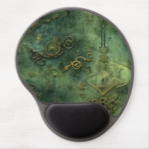 Emerald Green Rustic Steampunk Clock 10 Gel Mouse Pad