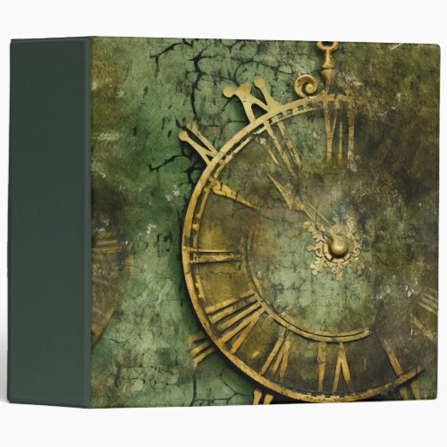 Emerald Green Rustic Steampunk Clock 12 3 Ring Binder