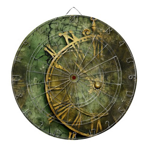 Emerald Green Rustic Steampunk Clock 12 Dart Board