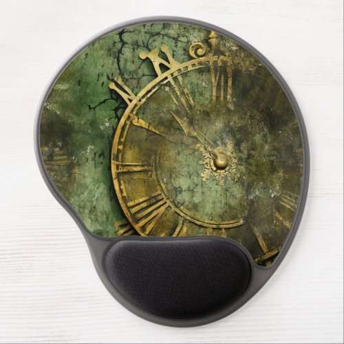 Emerald Green Rustic Steampunk Clock 12 Gel Mouse Pad