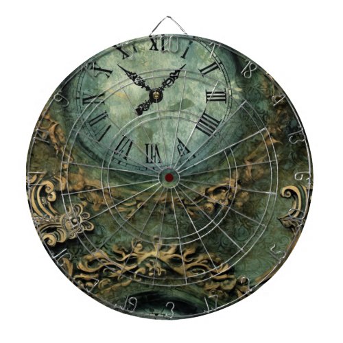 Emerald Green Rustic Steampunk Clock 1 Dart Board