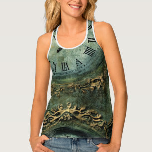 Emerald Green Rustic Steampunk Clock (1) Tank Top