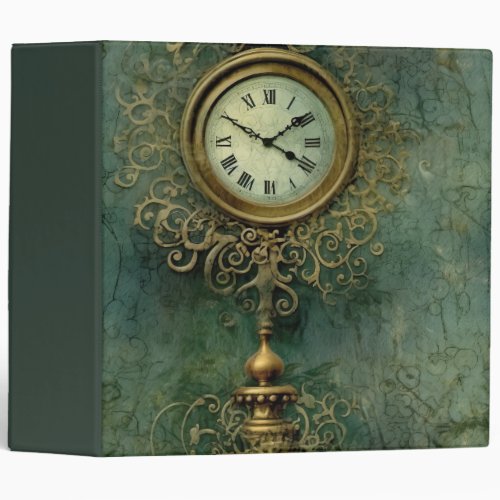 Emerald Green Rustic Steampunk Clock 2 3 Ring Binder