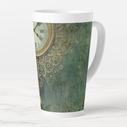 Emerald Green Rustic Steampunk Clock 2 Latte Mug