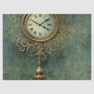 Emerald Green Rustic Steampunk Clock (2) Tissue Paper