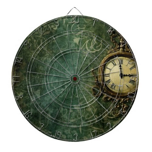 Emerald Green Rustic Steampunk Clock 3 Dart Board