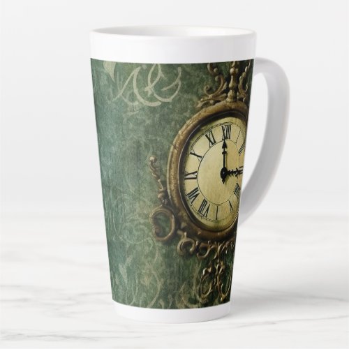 Emerald Green Rustic Steampunk Clock 3 Latte Mug