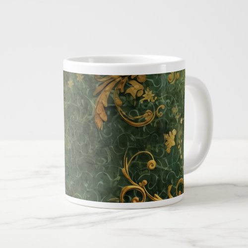 Emerald Green Rustic Steampunk Clock 6 Giant Coffee Mug