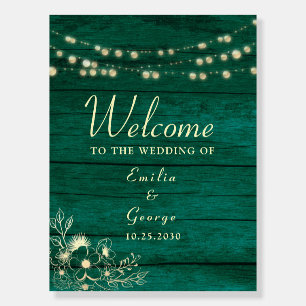 Emerald Green Rustic Wedding Welcome Sign