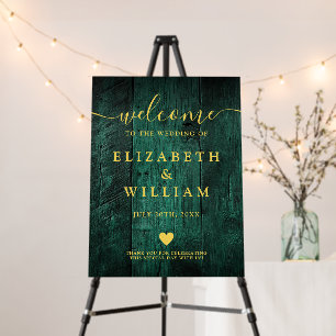 Emerald Green Rustic Wood Wedding Welcome Sign