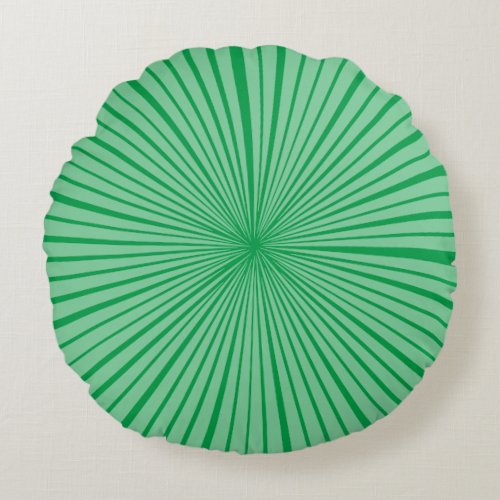 Emerald Green Sage Starburst Wheel Stripe Pattern Round Pillow