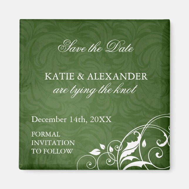 Emerald Green Save the Date Wedding Magnet (Front)