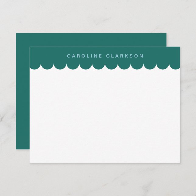 Emerald Green Scallop Border Note card (Front/Back)