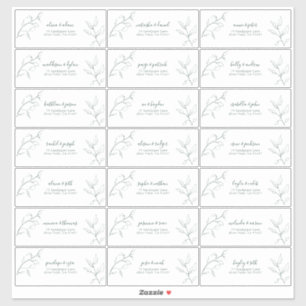 Emerald Green Script Botanical Guest Address Sticker