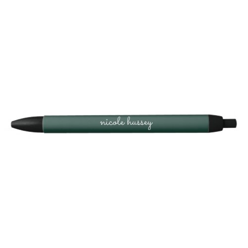 Emerald Green Script   Stylish Monogram Modern Black Ink Pen