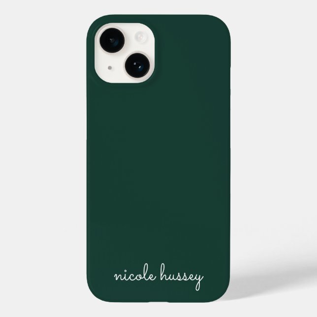 Emerald Green Script | Stylish Monogram Modern Case-Mate iPhone Case (Back)
