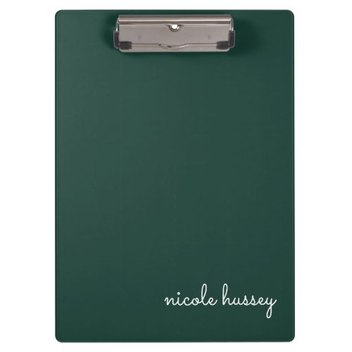 Emerald Green Script   Stylish Monogram Modern Clipboard