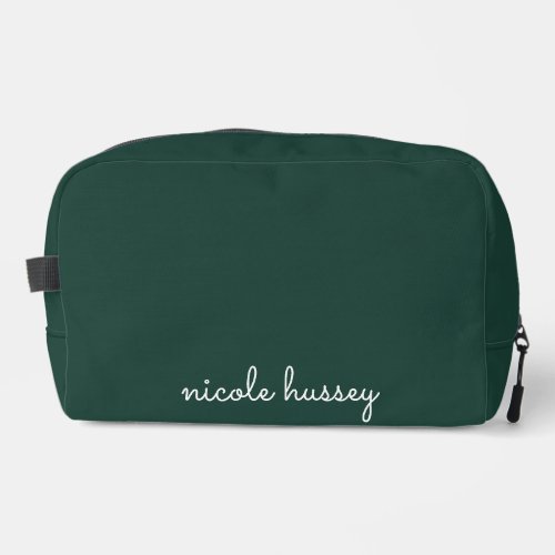 Emerald Green Script   Stylish Monogram Modern Dopp Kit