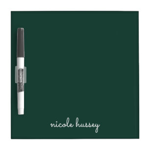 Emerald Green Script    Stylish Monogram Modern Dry Erase Board