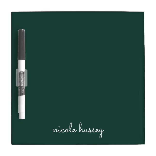 Emerald Green Script  | Stylish Monogram Modern Dry Erase Board (Front)