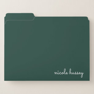 Emerald Green Script Stylish Monogram Modern File Folder
