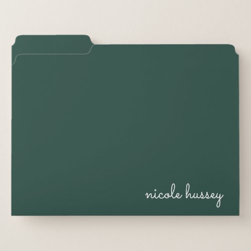 Emerald Green Script   Stylish Monogram Modern File Folder