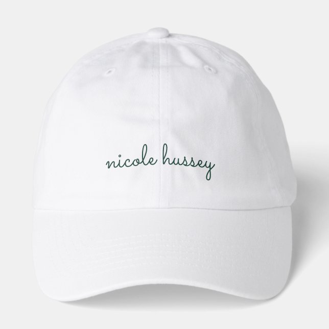 Emerald Green Script | Stylish Monogram Modern Hat (Front)