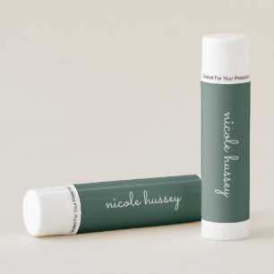 Emerald Green Script    Stylish Monogram Modern Lip Balm