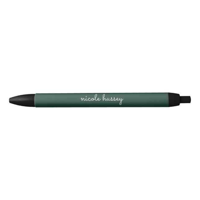 Emerald Green Script  | Stylish Monogram Modern Pen (Front)