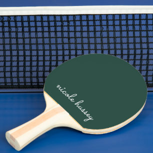 Emerald Green Script Stylish Monogram Modern Ping Pong Paddle