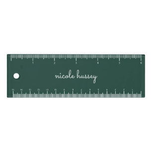 Emerald Green Script Stylish Monogram Modern Ruler
