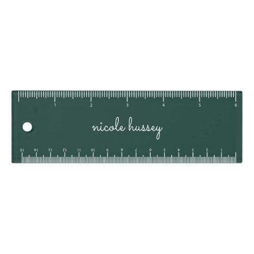 Emerald Green Script   Stylish Monogram Modern Ruler