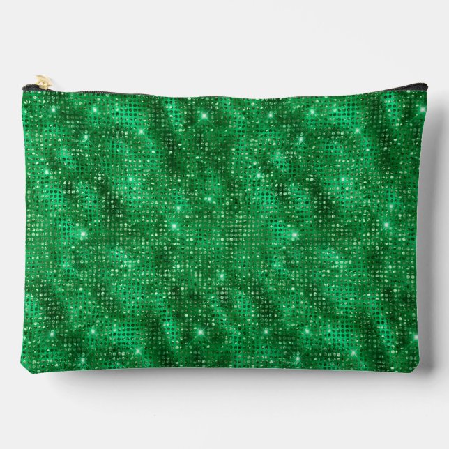 Emerald Green Sequin Pattern Accessory Pouch (Front)