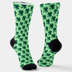Emerald green shamrock clover sparkles pattern socks