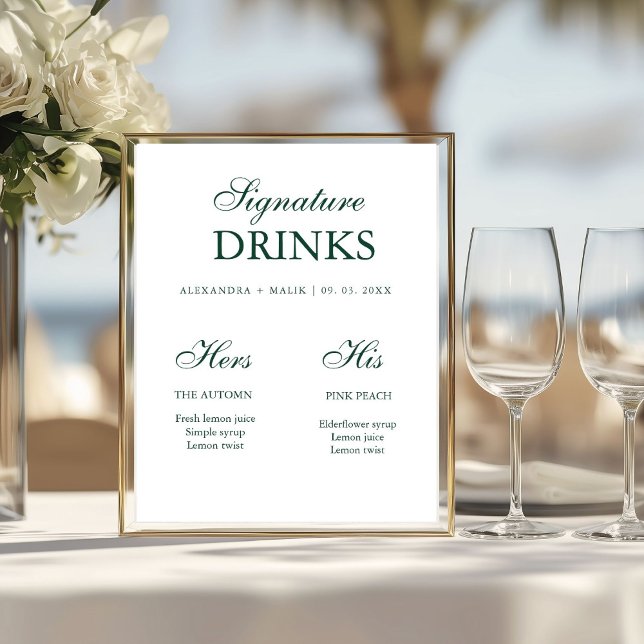 Emerald Green Signature Drink wedding sign (Creator Uploaded)