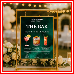 Emerald Green Signature Drinks Bar Poster