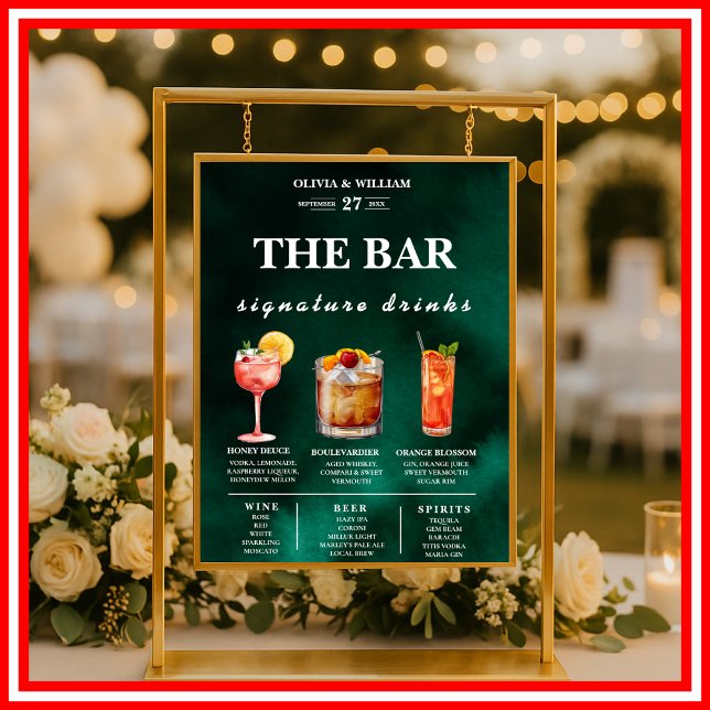 Emerald Green Signature Drinks Bar  Poster (Creator Uploaded)