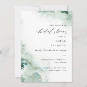 Emerald Green Silver Agate Bridal Shower Invite