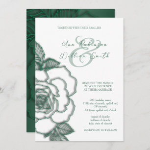 Emerald green Silver Elegant Wedding Invitation