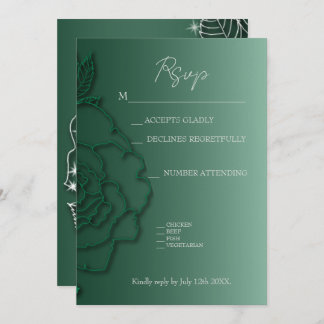 Emerald green Silver floral Elegant Wedding